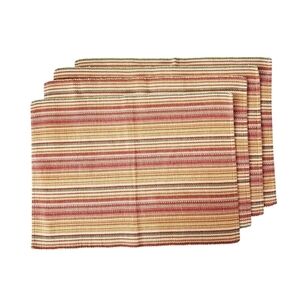 Striped Woven Cotton Placemats Set of 4 Boho Eclectic Rustic Cottage Eth…